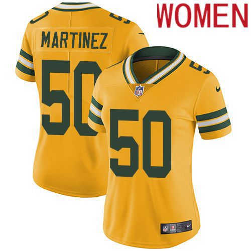 Women Green Bay Packers 50 Blake Martinez Yellow Nike Vapor Limited NFL Jersey